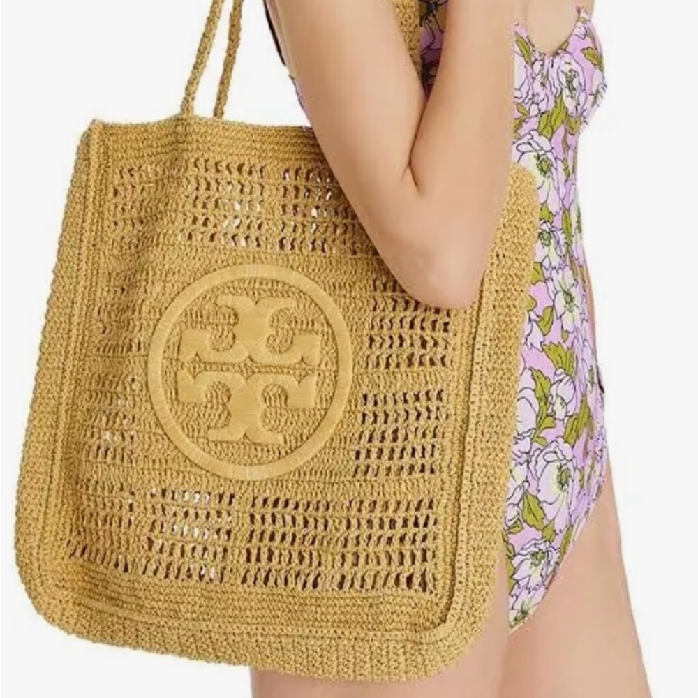 Tory Burch Ella Hand Crocheted Raffia Beach Tote